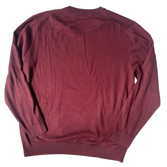 Turnbury Merino Wool Sweater L • V-Neck • Burgundy - Picture 2 of 7